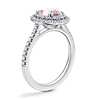 Micropave Double Halo Diamond Engagement Ring with Oval Morganite in 14k White Gold (9x7mm)