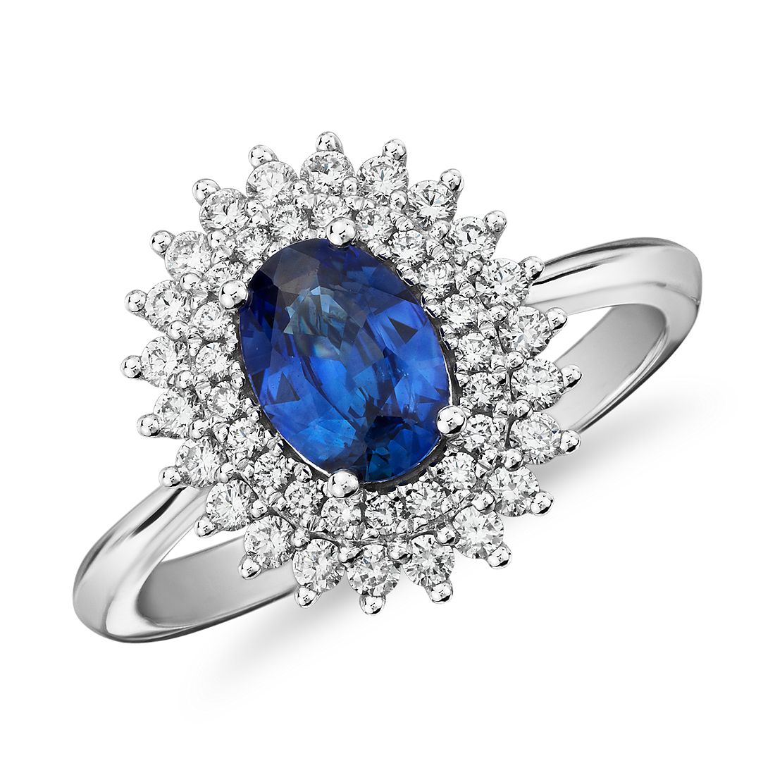 Details about   3.85 ct Oval Blue Sapphire & Sim Diamond Halo Fashion Ring 14k White Gold Plated 