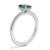 Petite Micropavé Hidden Halo Engagement Ring with Emerald-Cut Emerald in Platinum (7x5mm)