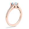 Petite Split Shank Pavé Cathedral Engagement Ring with Round Aquamarine in 14k Rose Gold (6.5mm)