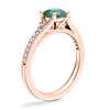 Petite Split Shank Pavé Cathedral Engagement Ring with Round Emerald in 14k Rose Gold (6.5mm)
