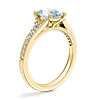 Petite Split Shank Pavé Cathedral Engagement Ring with Oval Aquamarine in 14k Yellow Gold (8x6mm)