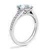 Petite Split Shank Pavé Cathedral Engagement Ring with Oval Aquamarine in Platinum (8x6mm)