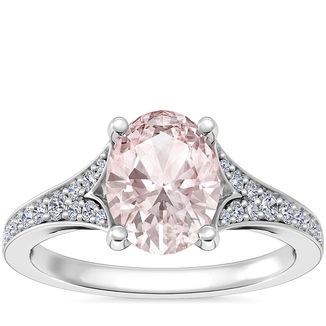 Petite Split Shank Pavé Cathedral Engagement Ring with