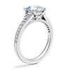 Petite Split Shank Pavé Cathedral Engagement Ring with Round Aquamarine in Platinum (8mm)