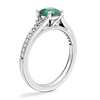 Petite Split Shank Pavé Cathedral Engagement Ring with Round Emerald in Platinum (6.5mm)