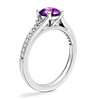 Petite Split Shank Pavé Cathedral Engagement Ring with Round Amethyst in Platinum (6.5mm)