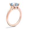 Petite Split Shank Solitaire Engagement Ring with Cushion Aquamarine in 14k Rose Gold (8mm)