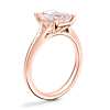 Petite Split Shank Solitaire Engagement Ring with Emerald-Cut Morganite in 14k Rose Gold (9x7mm)