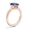 Petite Split Shank Solitaire Engagement Ring with Emerald-Cut Sapphire in 14k Rose Gold (8x6mm)