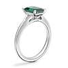Petite Split Shank Solitaire Engagement Ring with Emerald-Cut Emerald in 14k White Gold (8x6mm)
