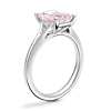 Petite Split Shank Solitaire Engagement Ring with Emerald-Cut Morganite in 14k White Gold (9x7mm)