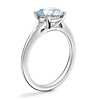 Petite Split Shank Solitaire Engagement Ring with Round Aquamarine in 18k White Gold (8mm)