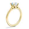 Petite Split Shank Solitaire Engagement Ring with Round Aquamarine in 18k Yellow Gold (6.5mm)