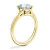 Petite Split Shank Solitaire Engagement Ring with Round Aquamarine in 18k Yellow Gold (8mm)