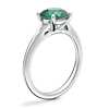 Petite Split Shank Solitaire Engagement Ring with Round Emerald in 14k White Gold (8mm)