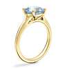 Petite Split Shank Solitaire Engagement Ring with Cushion Aquamarine in 14k Yellow Gold (8mm)
