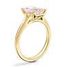 Petite Split Shank Solitaire Engagement Ring with Emerald-Cut Morganite in 14k Yellow Gold (9x7mm)