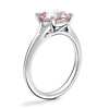 Petite Split Shank Solitaire Engagement Ring with Cushion Morganite in 18k White Gold (8mm)