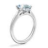 Petite Split Shank Solitaire Engagement Ring with Oval Aquamarine in 18k White Gold (9x7mm)