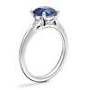 Petite Split Shank Solitaire Engagement Ring with Round Sapphire in 18k White Gold (8mm)