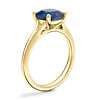 Petite Split Shank Solitaire Engagement Ring with Cushion Sapphire in 18k Yellow Gold (8mm)