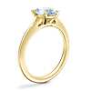 Petite Split Shank Solitaire Engagement Ring with Oval Aquamarine in 18k Yellow Gold (8x6mm)