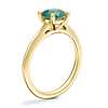 Petite Split Shank Solitaire Engagement Ring with Round Emerald in 18k Yellow Gold (6.5mm)
