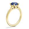 Petite Split Shank Solitaire Engagement Ring with Round Sapphire in 18k Yellow Gold (8mm)