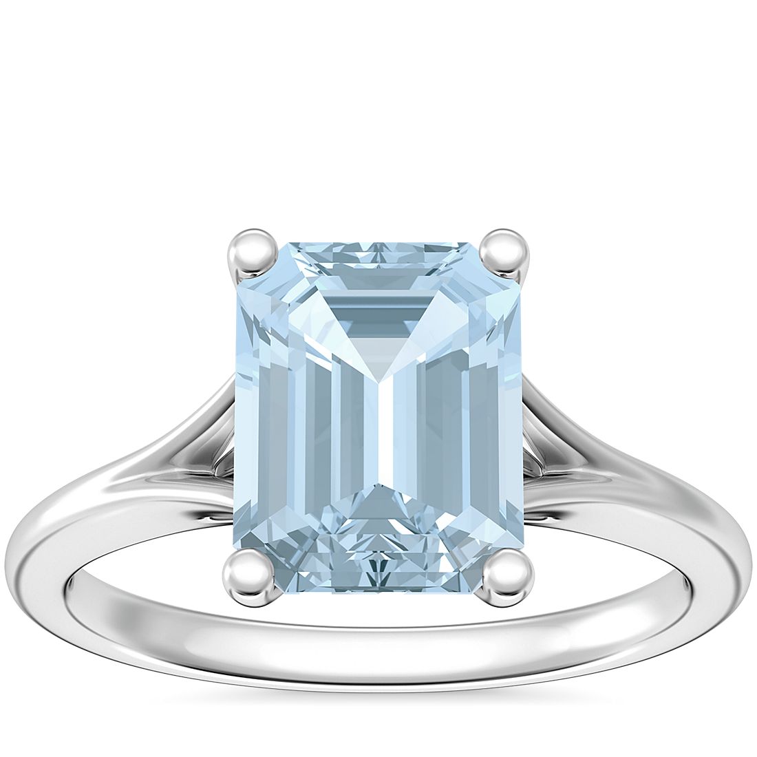 snap Kritik transmission Petite Split Shank Solitaire Engagement Ring with Emerald-Cut Aquamarine in  Platinum (9x7mm) | Blue Nile SI