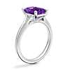 Petite Split Shank Solitaire Engagement Ring with Emerald-Cut Amethyst in 14k White Gold (9x7mm)