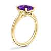 Petite Split Shank Solitaire Engagement Ring with Emerald-Cut Amethyst in 14k Yellow Gold (9x7mm)