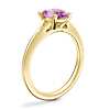 Petite Split Shank Solitaire Engagement Ring with Oval Pink Sapphire in 18k Yellow Gold (8x6mm)