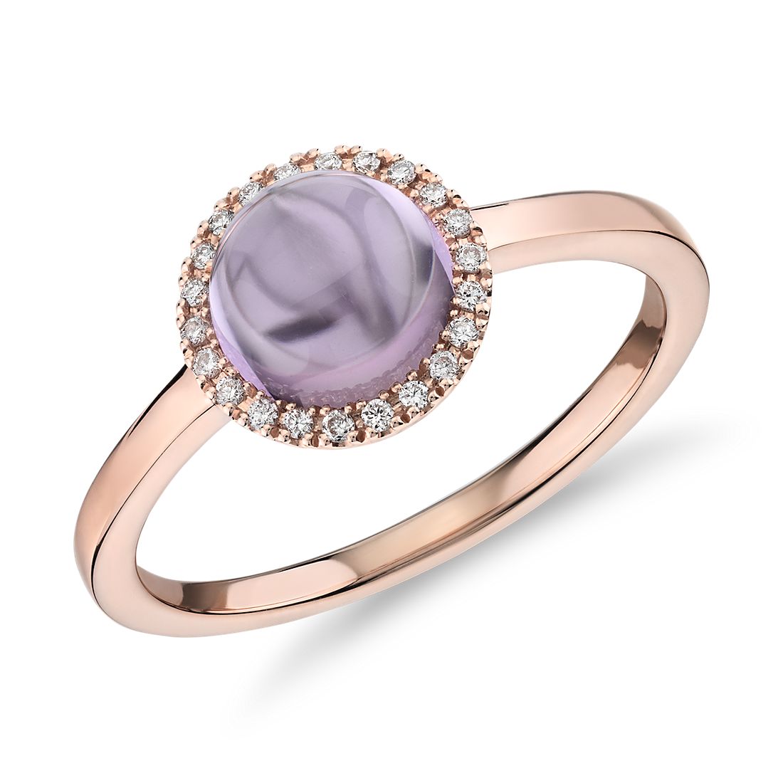 Calamiteit gezantschap Veroveren Petite Round Amethyst Cabochon Ring with Diamond Halo in 14k Rose Gold  (7mm) | Blue Nile