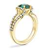 Split Semi Halo Diamond Engagement Ring with Cushion Emerald in 14k Yellow Gold (6.5mm)