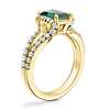 Split Semi Halo Diamond Engagement Ring with Emerald-Cut Emerald in 14k Yellow Gold (8x6mm)