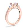 Tapered Baguette Diamond Cathedral Engagement Ring with Cushion Morganite in 14k Rose Gold (6.5mm)