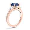 Tapered Baguette Diamond Cathedral Engagement Ring with Cushion Sapphire in 14k Rose Gold (8mm)