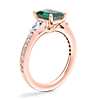 Tapered Baguette Diamond Cathedral Engagement Ring with Emerald-Cut Emerald in 14k Rose Gold (8x6mm)
