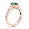 Tapered Baguette Diamond Cathedral Engagement Ring with Oval Emerald in 14k Rose Gold (8x6mm)
