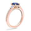 Tapered Baguette Diamond Cathedral Engagement Ring with Oval Sapphire in 14k Rose Gold (8x6mm)