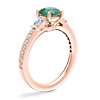 Tapered Baguette Diamond Cathedral Engagement Ring with Round Emerald in 14k Rose Gold (6.5mm)