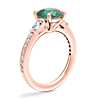 Tapered Baguette Diamond Cathedral Engagement Ringwith Round Emerald in 14k Rose Gold (8mm)