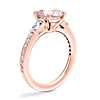 Tapered Baguette Diamond Cathedral Engagement Ring with Round Morganite in 14k Rose Gold (8mm)