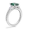 Tapered Baguette Diamond Cathedral Engagement Ring with Emerald-Cut Emerald in 14k White Gold (8x6mm)