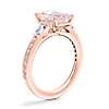 Tapered Baguette Diamond Cathedral Engagement Ring with Emerald-Cut Morganite in 14k Rose Gold (9x7mm)