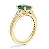 Tapered Baguette Diamond Cathedral Engagement Ring with Emerald-Cut Emerald in 14k Yellow Gold (8x6mm)