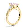 Tapered Baguette Diamond Cathedral Engagement Ring with Emerald-Cut Morganite in 14k Yellow Gold (9x7mm)
