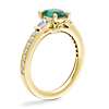 Tapered Baguette Diamond Cathedral Engagement Ring with Oval Emerald in 14k Yellow Gold (8x6mm)