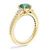 Tapered Baguette Diamond Cathedral Engagement Ring with Round Emerald in 14k Yellow Gold (6.5mm)